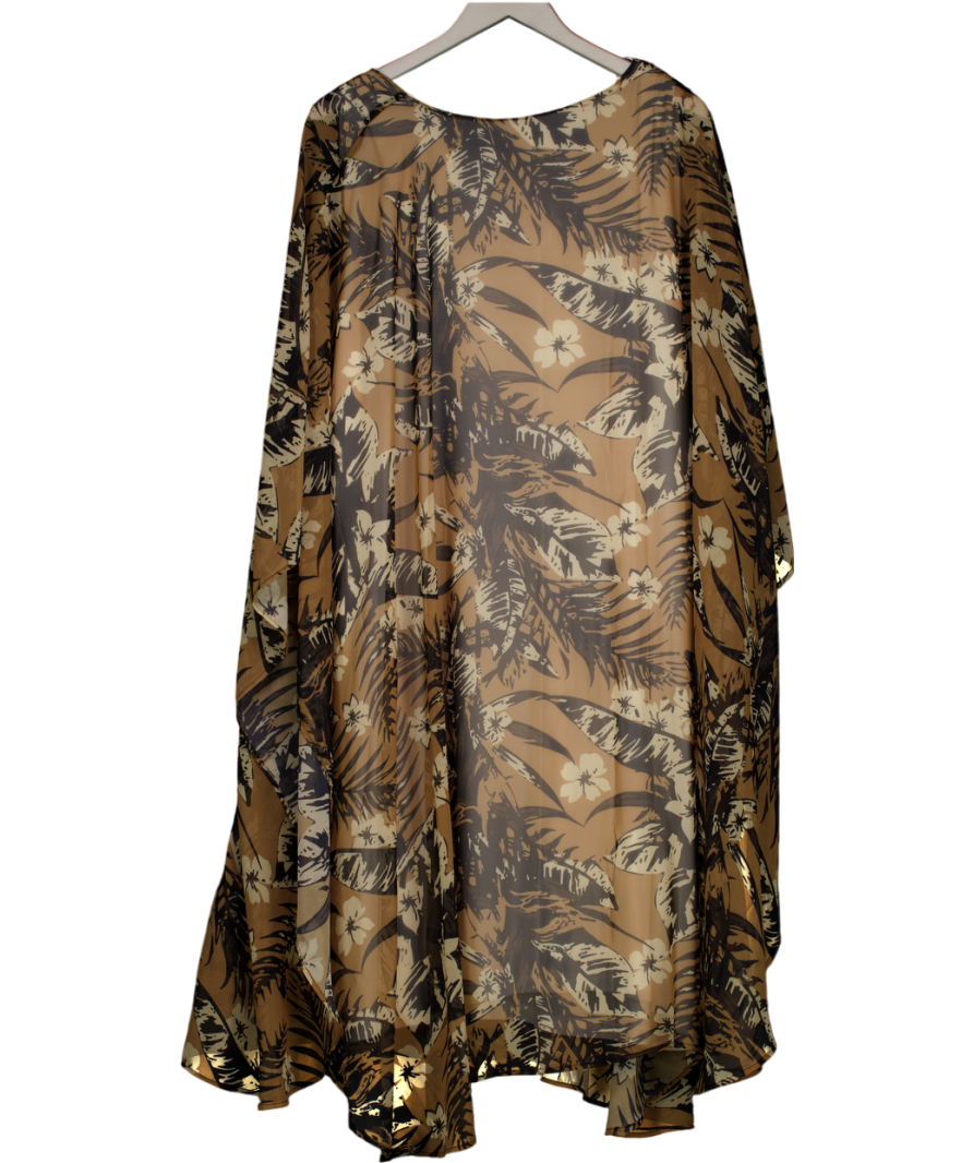 ulla popken Ulla Popken Beige Floral Cape Sleeve Dress Uk 20 / UK 22