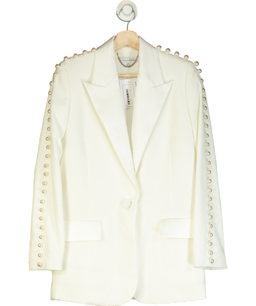 Nadine Merabi Charlotte White Pearl embellished Blazer UK 6