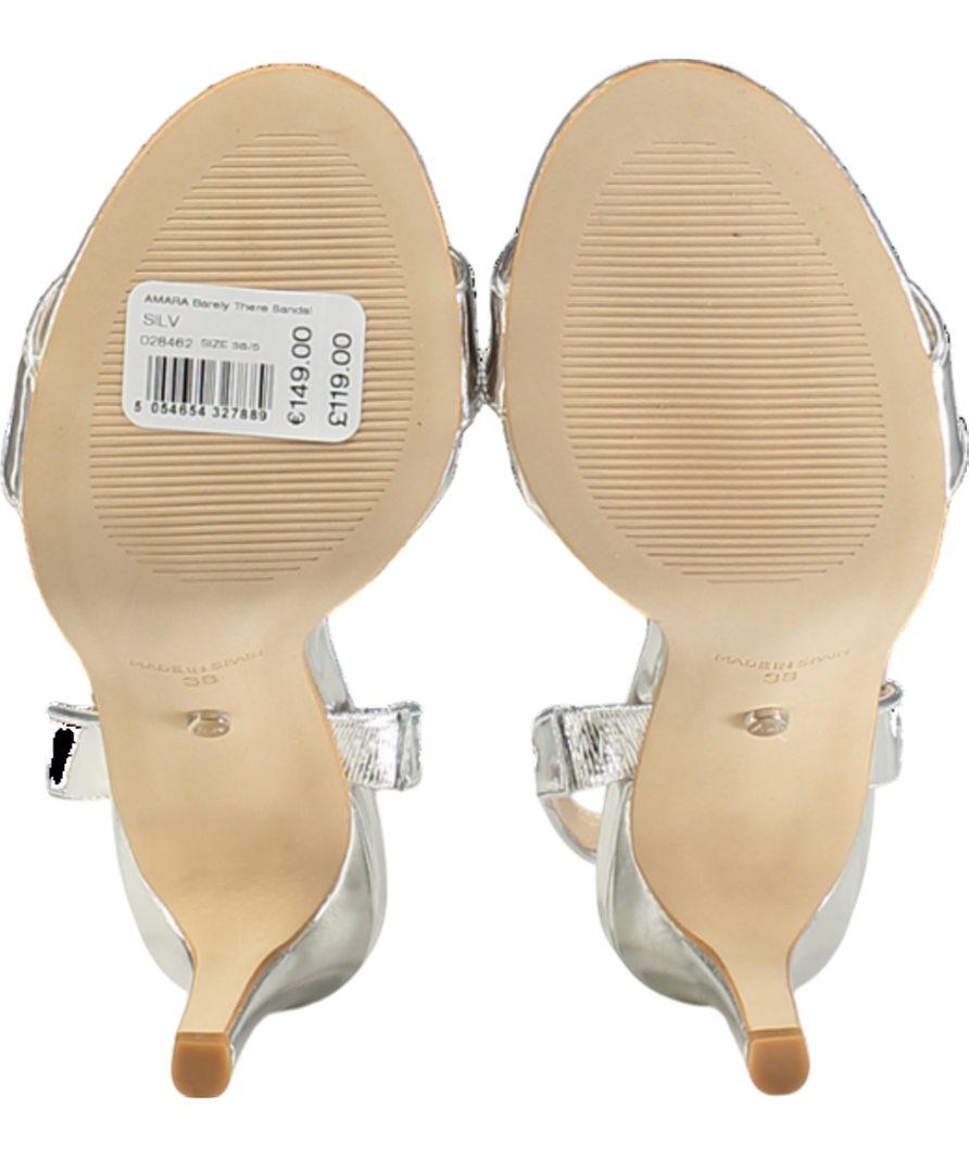 Mint Velvet Metallic Silver Amara Stiletto Heel Sandals UK 5 EU 38 👠