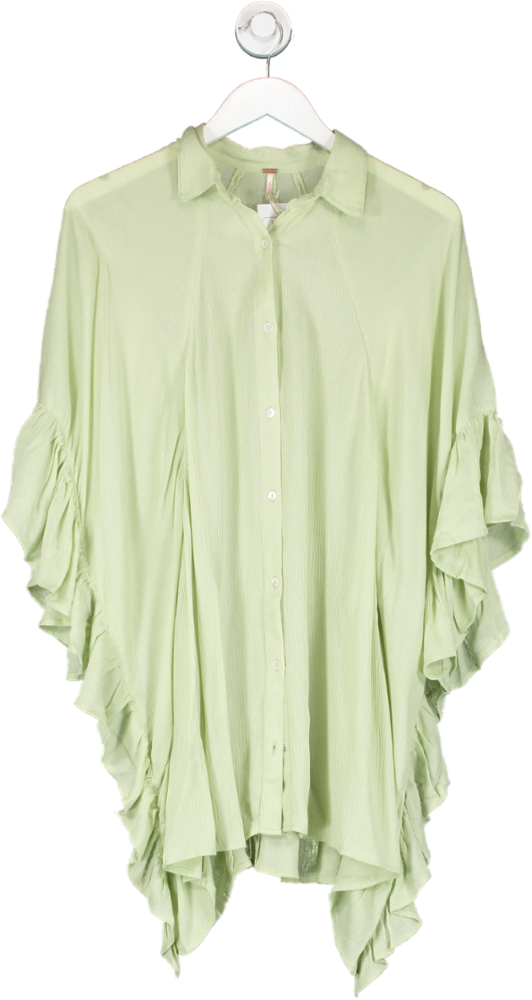 Free People Pale Green 'Love Is' oversized frill side tunic Top UK XS/S