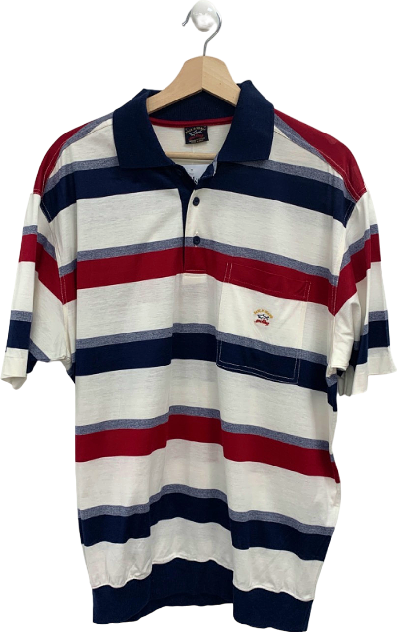 Paul & Shark Red/Blue/White Striped Polo Shirt UK XL