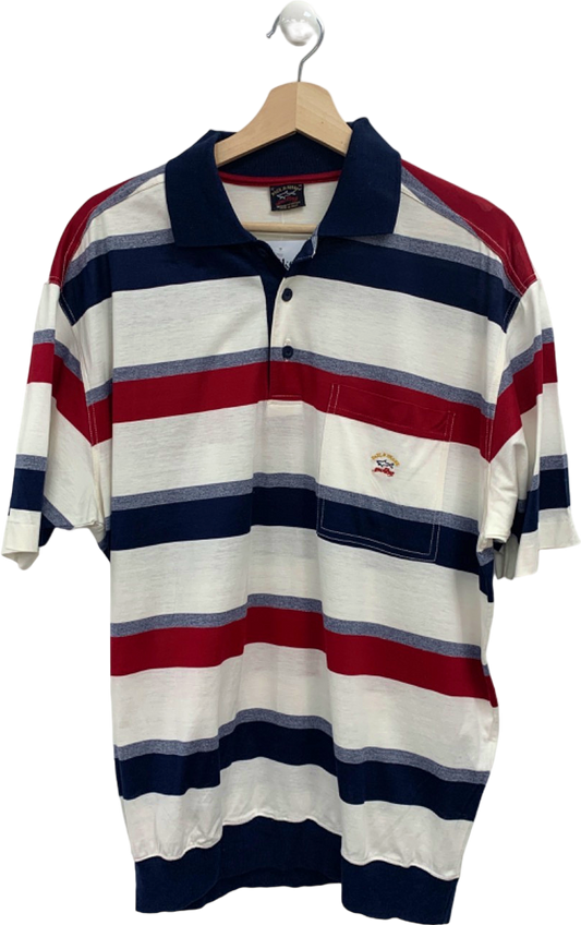 Paul & Shark Red/Blue/White Striped Polo Shirt UK XL