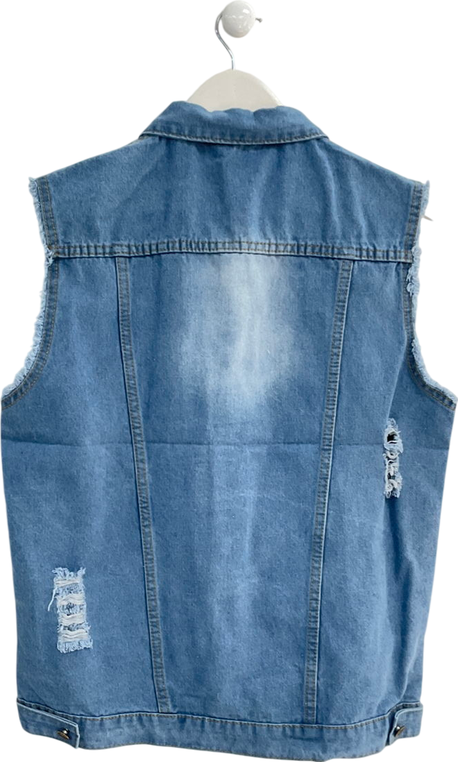 304 Blue Ripped Denim Gilet Casual Vintage UK XXXL