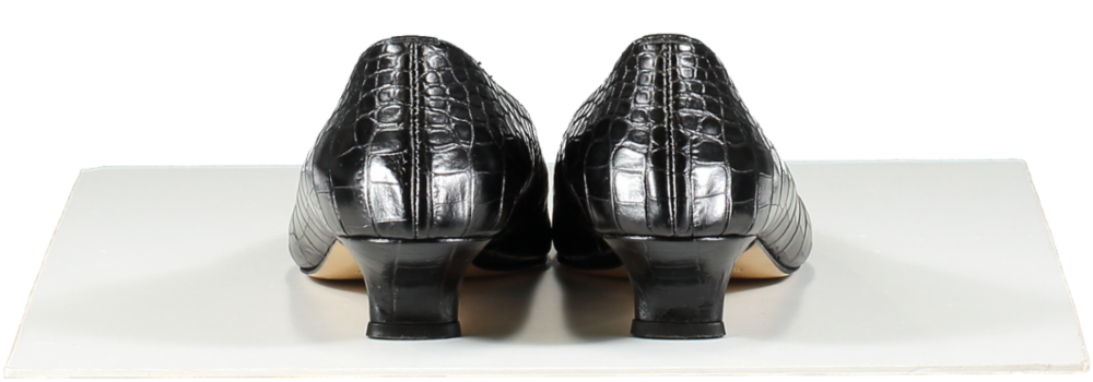 Russell & Bromley Black Croc Print Kitten Heels UK 6 EU 39 👠