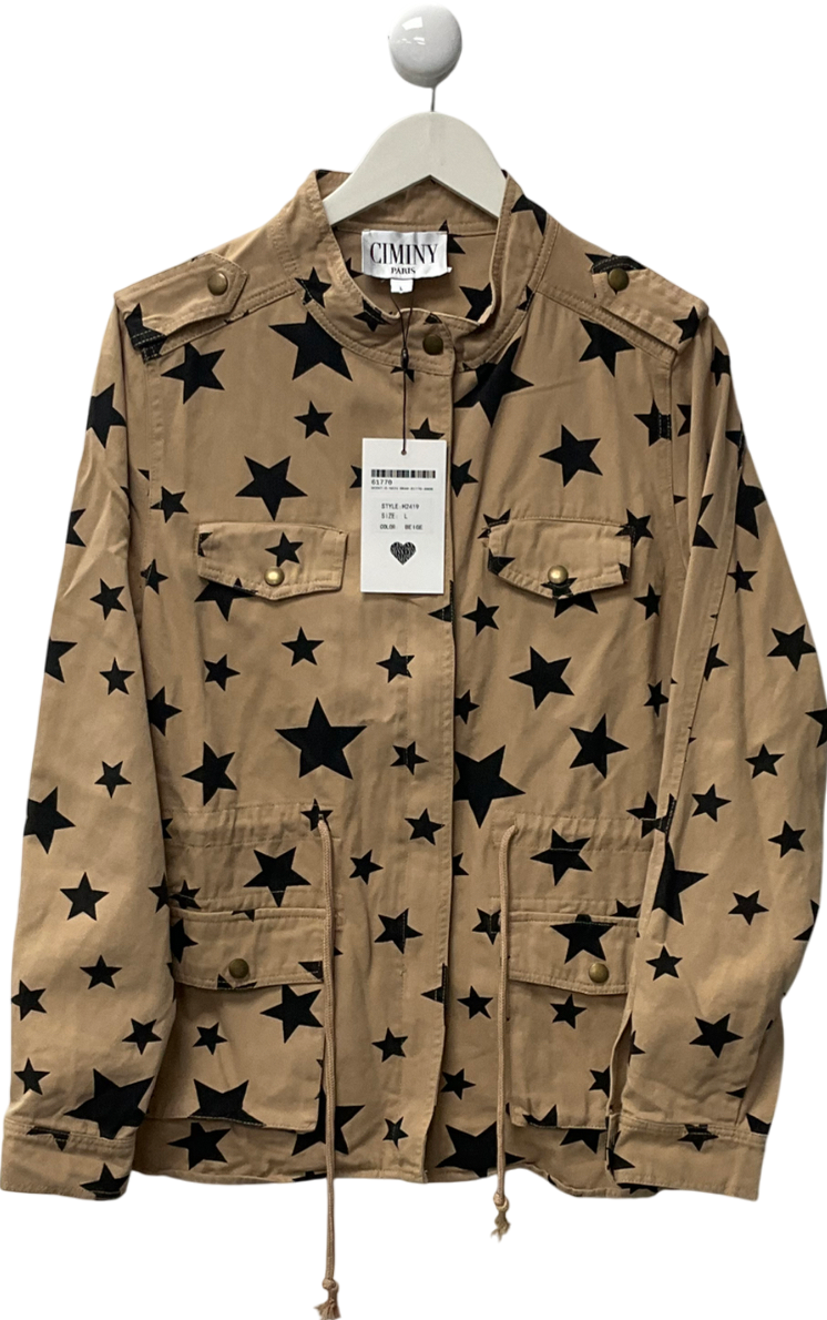 Ciminy Paris Beige Star Printed Jacket UK L