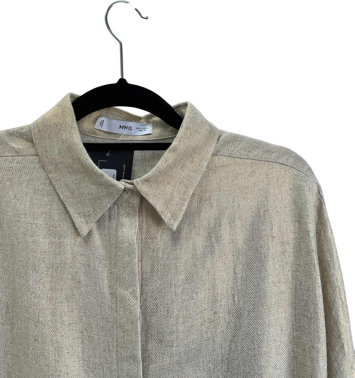 MANGO Beige Regular Linen-blend Shirt. & Linen-blend Draped Midi-skirt UK M