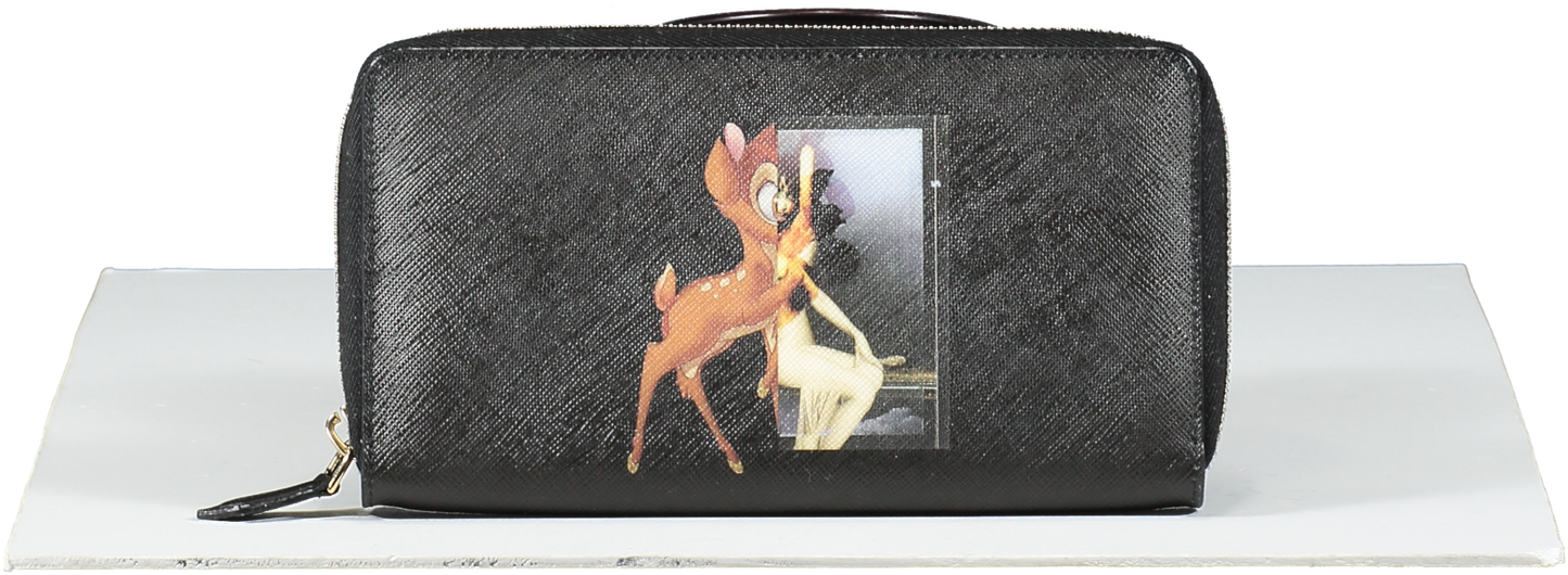 GIvenchy Black Coated Canvas Bambi Zip Around Wallet