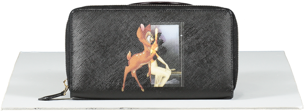 GIvenchy Black Coated Canvas Bambi Zip Around Wallet