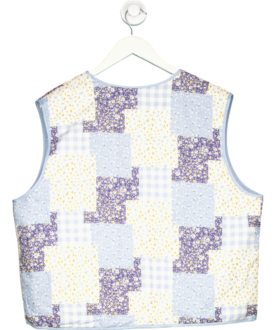 Threadbare Blue Cabos Floral Reversible Patchwork Gilet UK 14