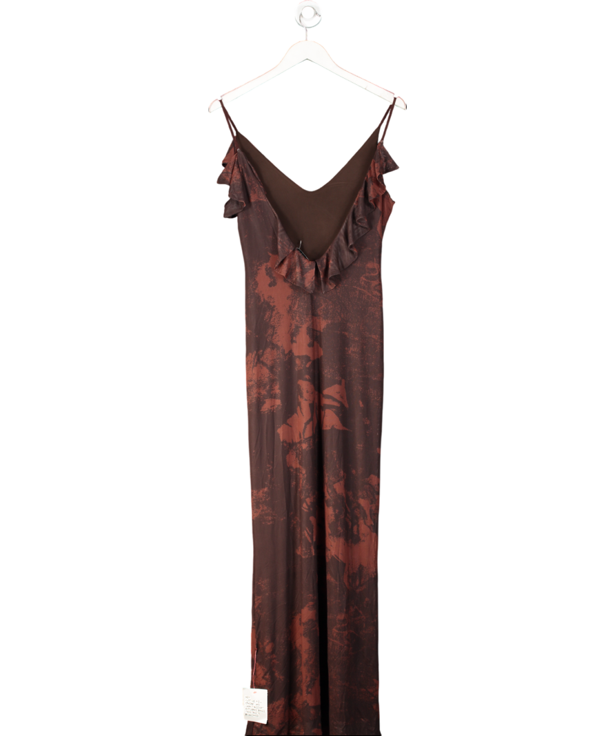 ASOS Mesh Cami Maxi Dress With Cross Back In Purple Floral UK 8