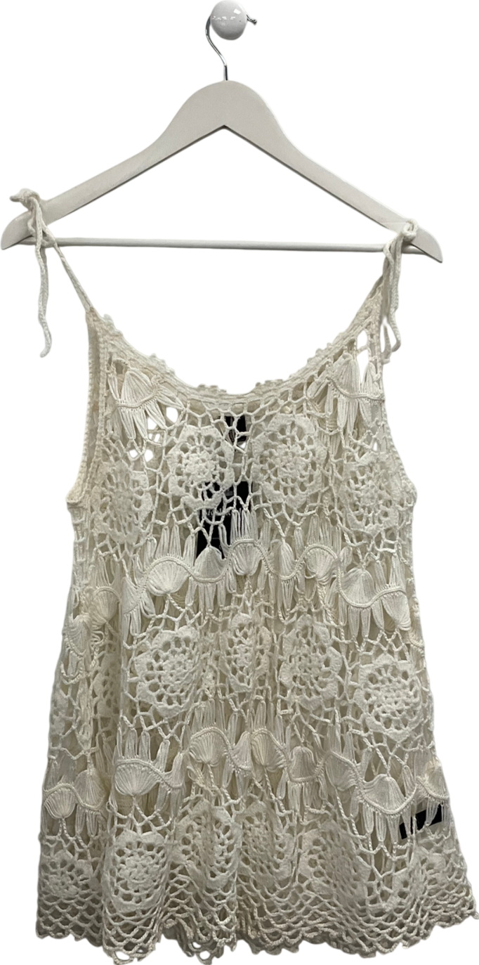 Topshop Cream Open Crochet Dress UK 8