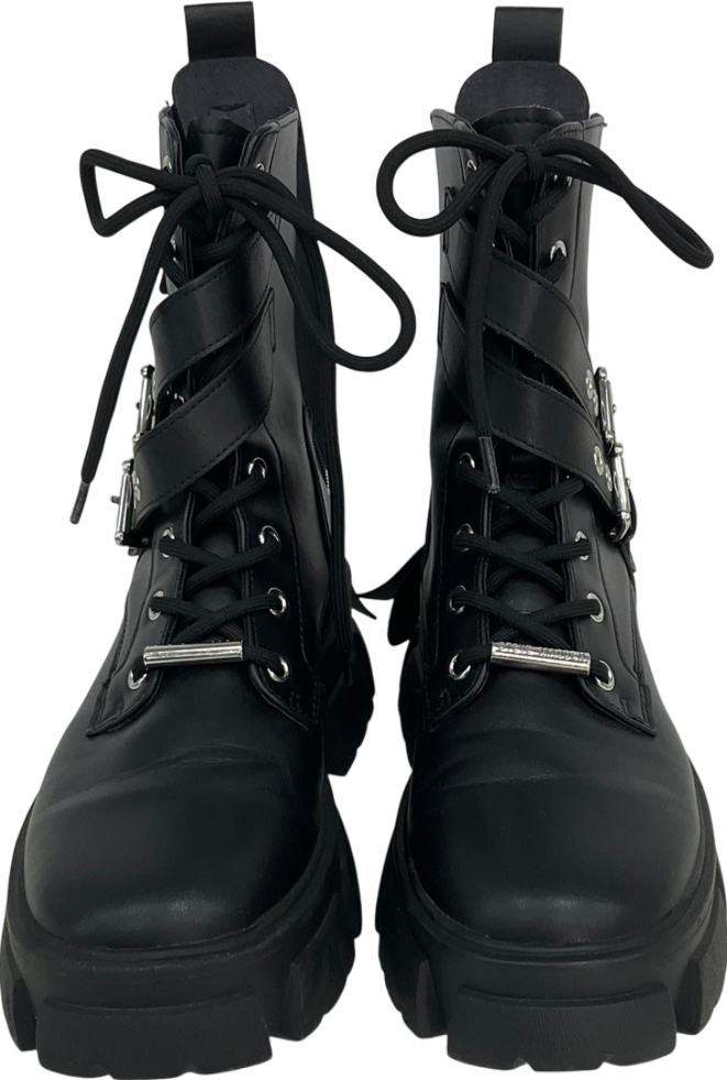 STEVE MADDEN Black Traction Action Leather Ankle Boots UK 6 EU 39 👠