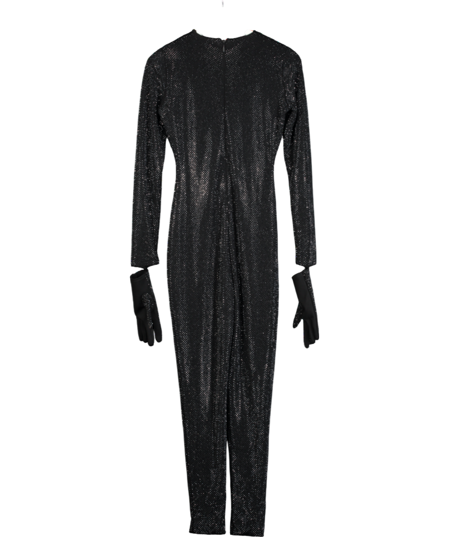 maniere de voir Black Rhinestone Embellished Jumpsuit With Gloves UK 10