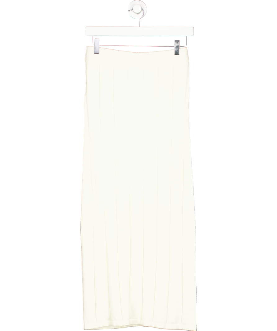 Yaitte Cream Column Knitted Linear Maxi Skirt UK S