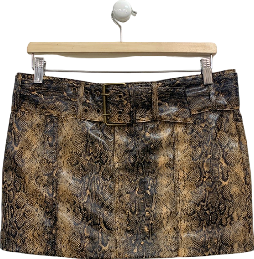 Mango Brown Snake Print Mini Skirt UK M