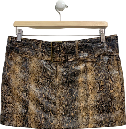 Mango Brown Snake Print Mini Skirt UK M