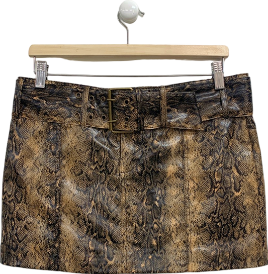 Mango Brown Snake Print Mini Skirt UK M