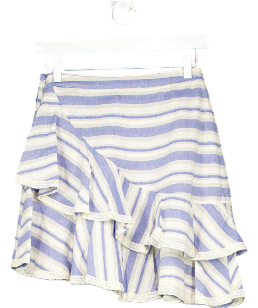 Tularosa Blue Striped Ruffle Skirt UK S