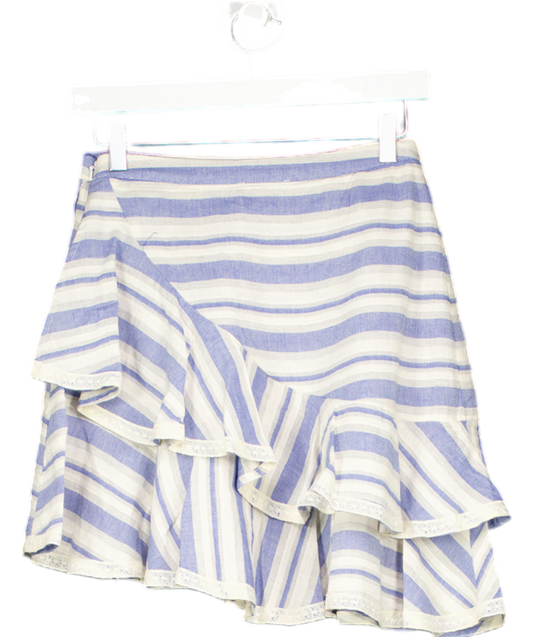 Tularosa Blue Striped Ruffle Skirt UK S