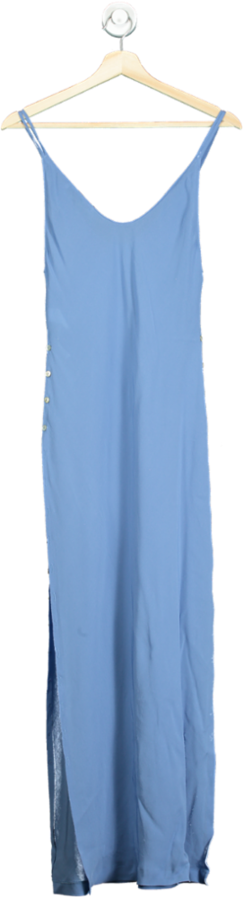 Zara Blue Button-Down Side Split Maxi Dress S