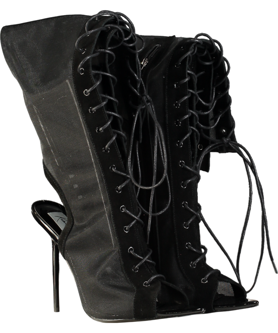 kandeeshoes Black Mesh Boot Sandal UK 8 EU 41 👠