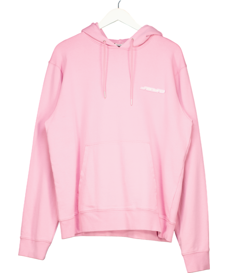 Sandro Pink Rubber Cotton Fleece Hoodie UK XXL