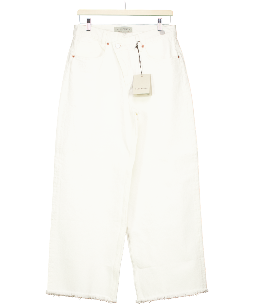All Saints White Aki Crossover Wide Leg Denim Jeans W27
