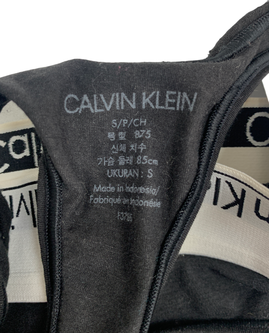 Calvin Klein Black Double Underband Medium Impact Sports Bra UK S