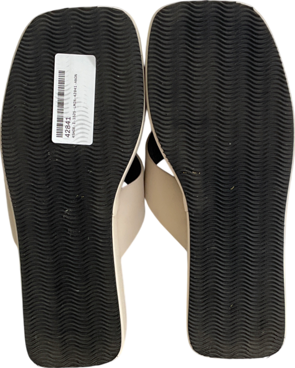 NA-KD Beige Toe Strap Flatform Slippers UK 7 EU 40 👠