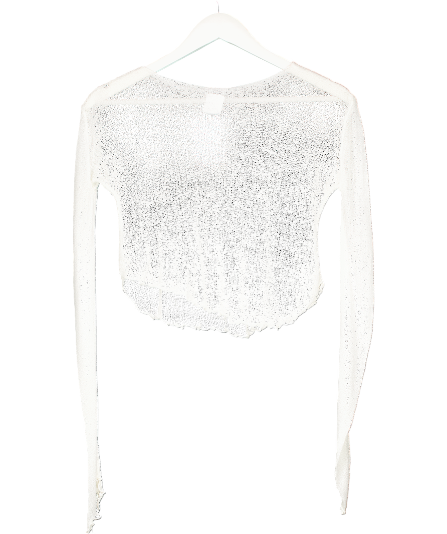 Tiger Mist White Knitted Long Sleeve Top UK S