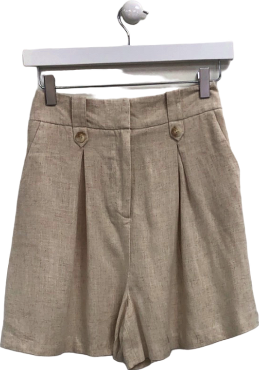 Nobody's Child Beige Tailored High-Waist Shorts UK 6