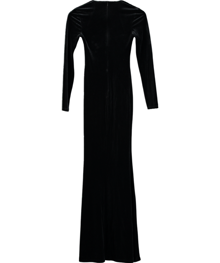 Club L Black Morana Velvet Square Neck Long Sleeve Maxi Dress UK 6