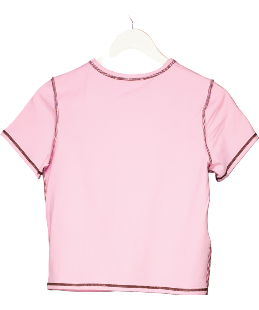 MANGO Pink Printed Cropped T-shirt UK M