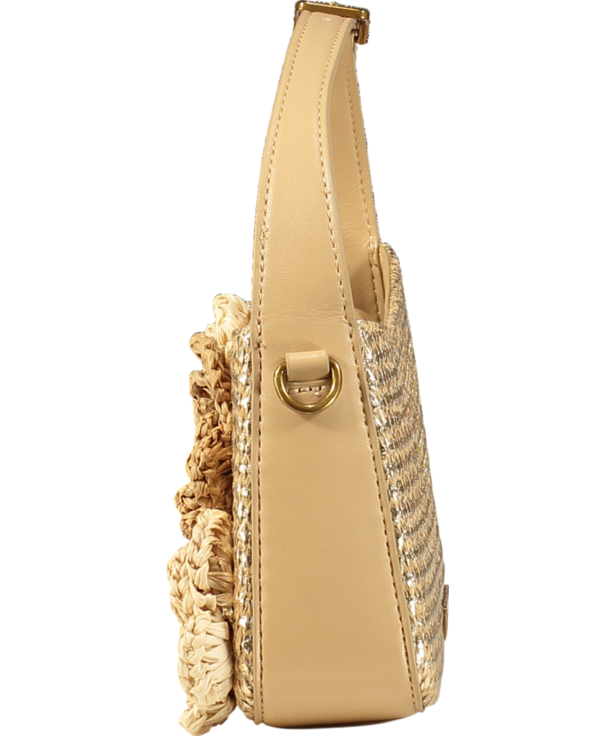 Kurt Geiger Brown Mini 3D Flower Bond Shoulder Bag with chain strap