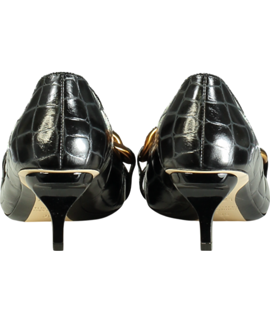 N.21 Black Chunky Chain Embellished Croc Effect Kitten Heels UK 6 EU 39 👠