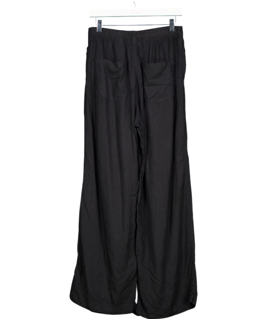 H&M Black Wide Leg Linen Blend Trousers UK S