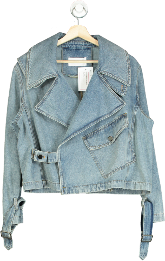 Jane & Tash Blue Denim Biker Jacket UK S