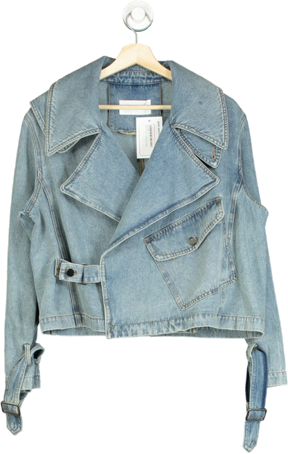 Jane & Tash Blue Denim Biker Jacket UK S