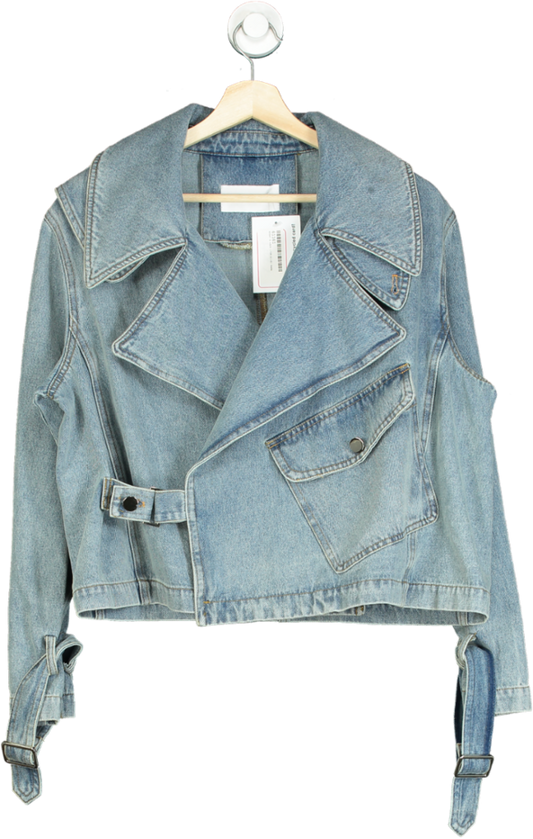 Jane & Tash Blue Denim Biker Jacket UK S