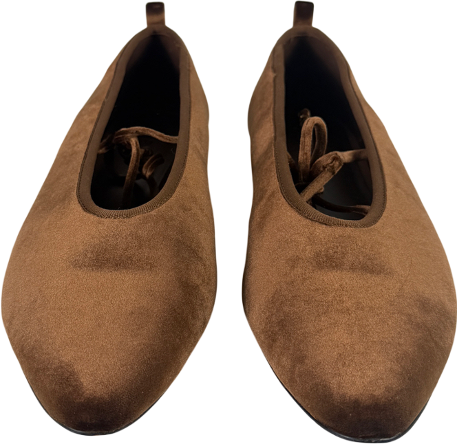Next Brown Mary Jane Casual Velvet Flat Shoes UK 5.5 EU 38.5 👠