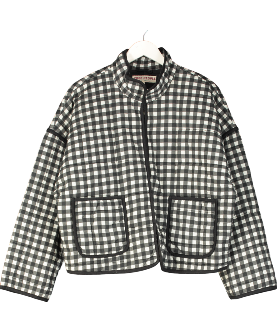 Free People Black Chloe Gingham Jacket UK S