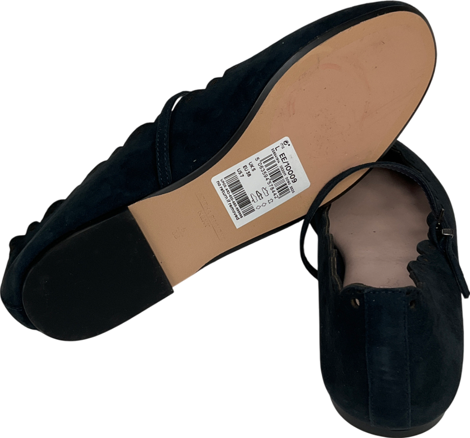 Tabitha Simmons X Next  Navy Blue Elfie Leather Scalloped Mary Jane Shoes UK 5 EU 38 👠