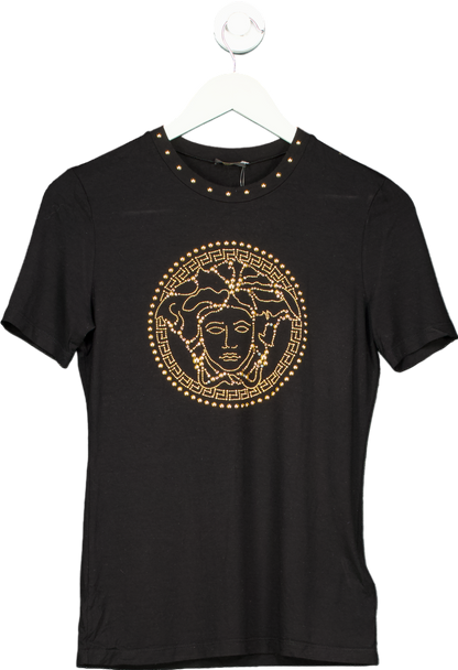 Versace Black Medusa Studded T-Shirt UK 6