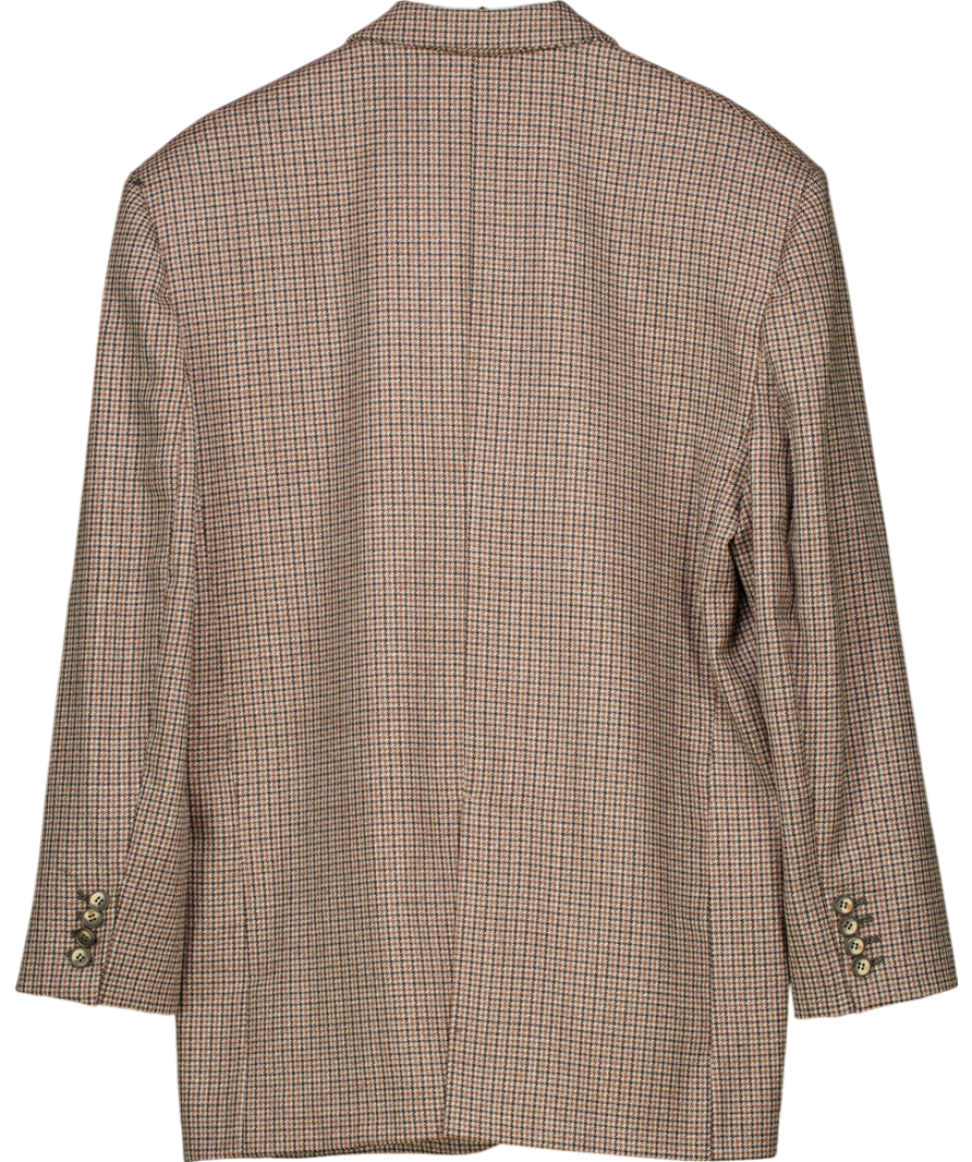 Glumur Brown Extra Oversized Gatsby Plaid Blazer UK XS/S