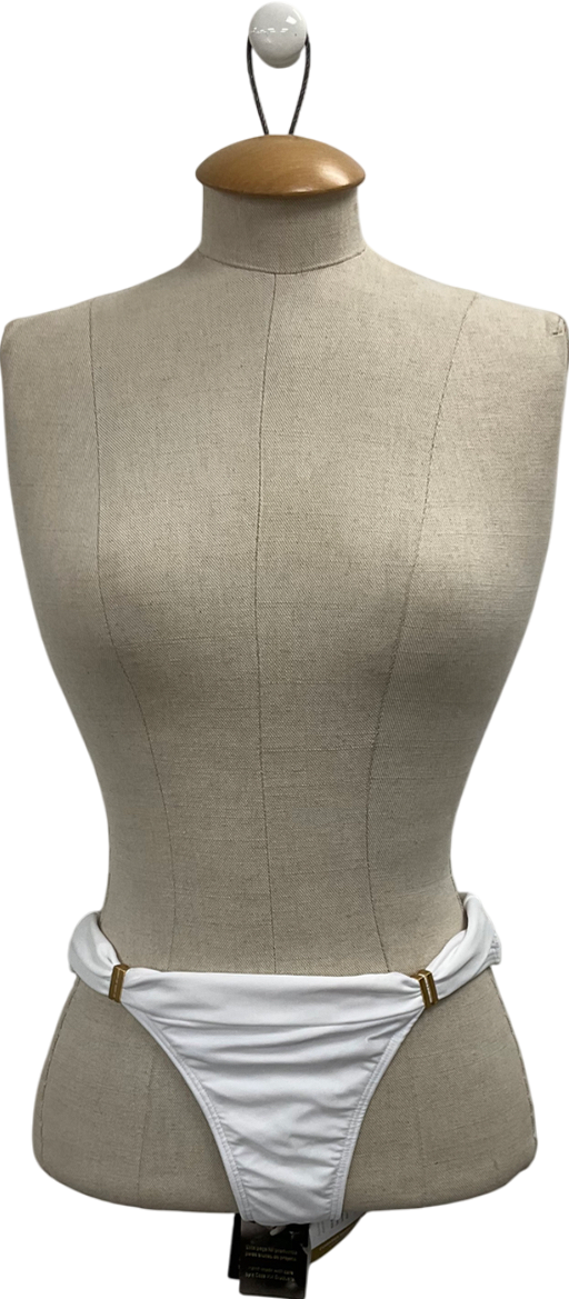 Vix Swimwear White Solid Bia Tube Bikini Bottoms UK 8