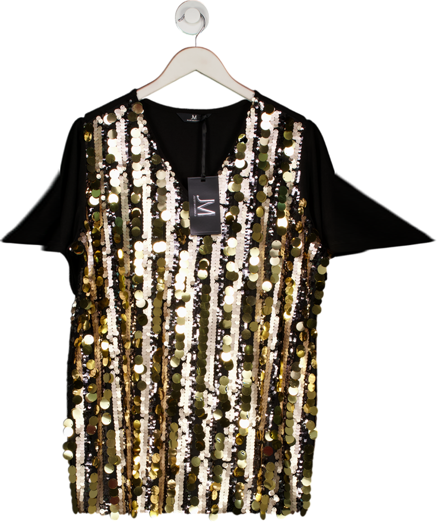 Julien Macdonald Black Gold Sequin Tunic Top UK 14