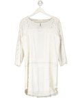 Flannel Cream Lace Insert Cotton Dress UK M