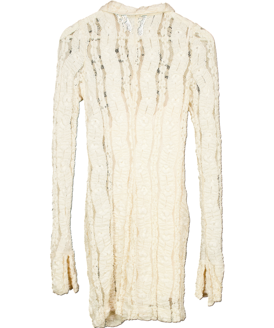 Free People Cream Shayla Lace Mini Dress UK XS