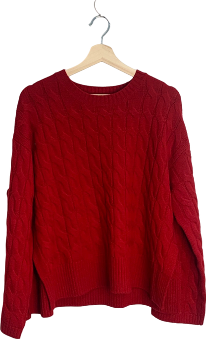 Reiss Red Cable Knit Sweater UK Size 10