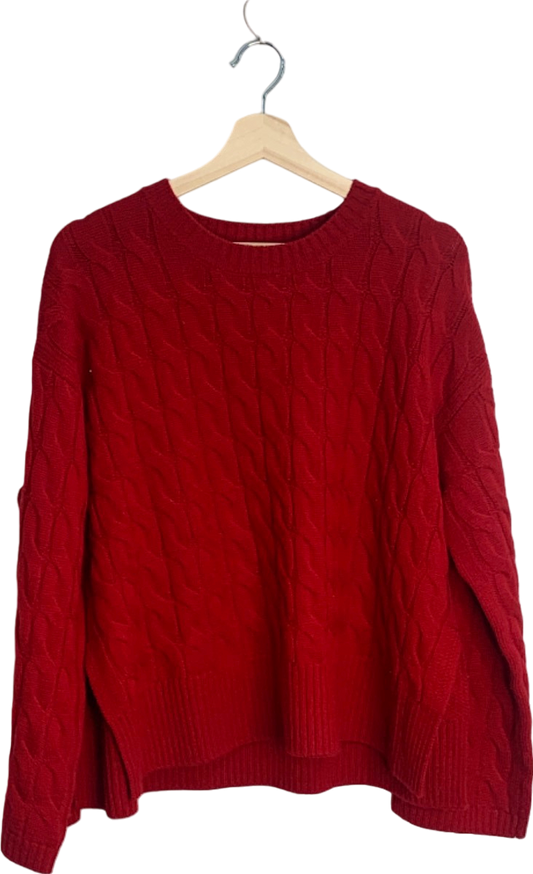 Reiss Red Cable Knit Sweater UK Size 10